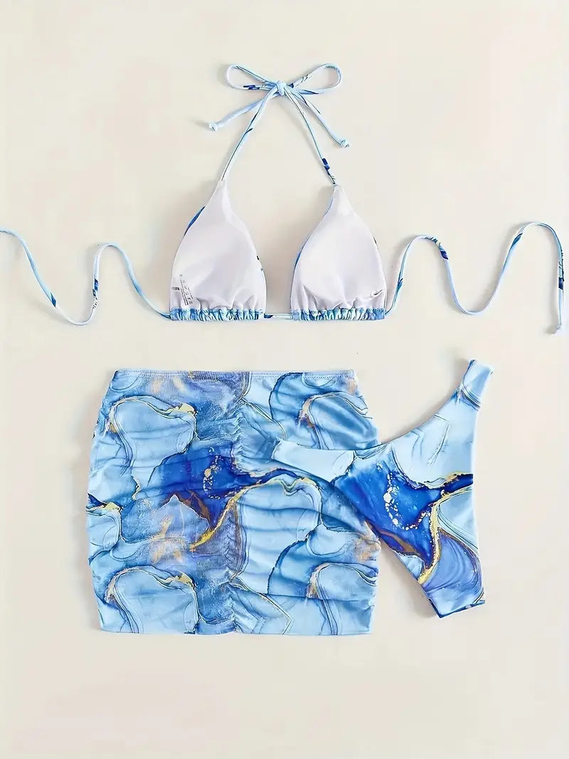 Blue Marble Bikini Set
