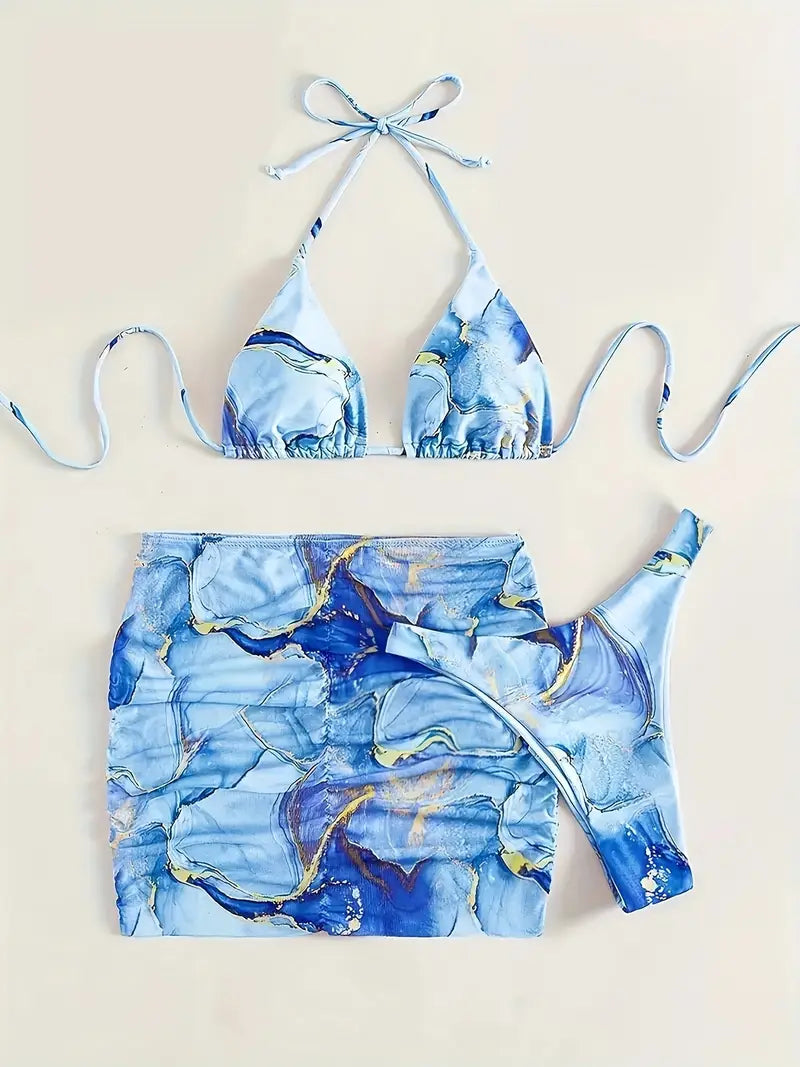 Blue Marble Bikini Set